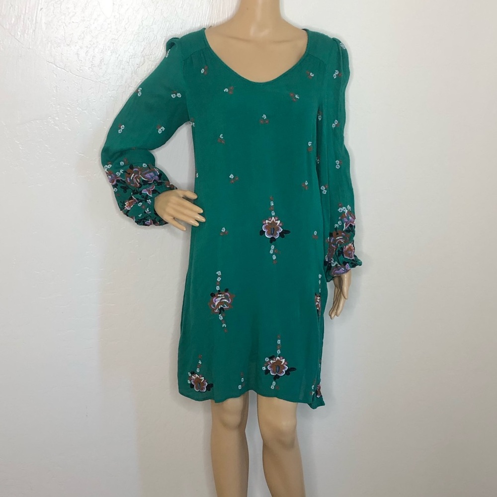 Free People Oxford Green Embroidered Dress - Picture 3 of 8